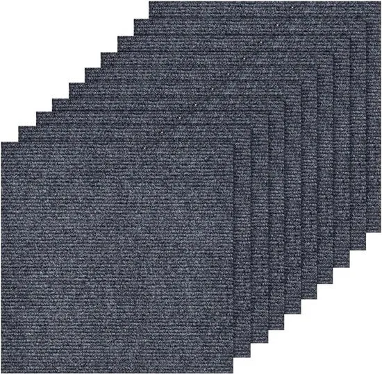 Set di Tegli di Pavimento Autoadesivi 30x30 cm da 10 Antiscivolo Duraturo per Ufficio Grigio Scuro