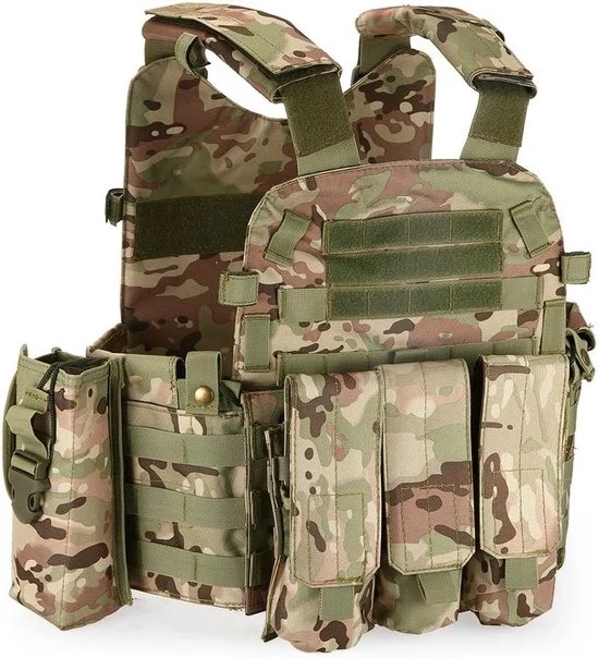 Vestio tattico con sistema di molle per campeggio e trekking - tessuto Oxford rinforzato (600D)