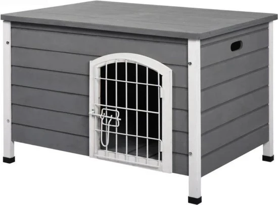 Recinzione per Cani Esterna - Recinzione per Cani in Legno Resistente all'Acqua e UV - Recinzione per Cani di Medie Dimensioni Circolazione dell'Aria - 80x55x53,5cm