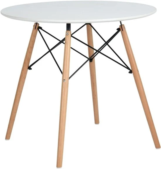 Tavolo a forma di cerchio - Piccola tavola per cucina e soggiorno - Bianco - 80 x 80 x 74 cm