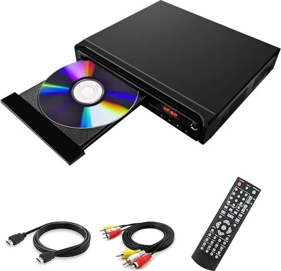 Lettoro DVD con HDMI - Lettore DVD - Lettore DVD con HDMI - Lettore DVD portatile - Nero - Inclusa cavo HDMI - Con telecomando - Lettore DVD e CD - Estremamente compatto