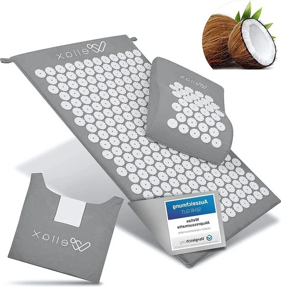 Matressa di acupressione con cuscino per riduzione dello stress e aumento del flusso sanguigno - inclusa borsa portatile - set con matressa di acupressione e cuscino Modello: Specifica tecnica: Codice prodotto: