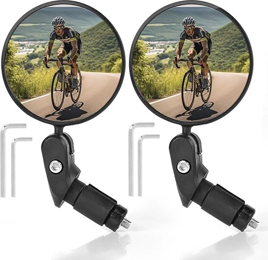 Specchietto per bicicletta con lente convessa - rotante - 2 pezzi