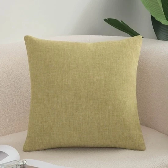 Pacchetto di 2 coprispalliera, coprispalliera di cotone e lino per divano, divano letto, soggiorno, casa, coprispalliera liscio verniciato (60*60cm) - Giallo Verde - 60X60cm