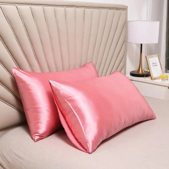 Cuscino a doppia faccia in seta - cuscino morbido e soffice - chiusura a sacco - protetto contro allergie e parassiti - protegge capelli e pelle dai rughe - 51x91cm - colore felce rose