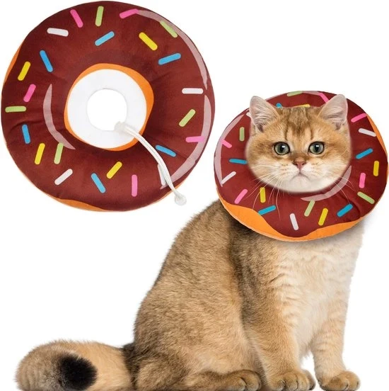 Collare per gatto conico flessibile, collare per ferite per gatti, gusci per gatto per prevenire il morso, collare per gatto dopo l'intervento chirurgico (L: 20-32 cm) - Marrone