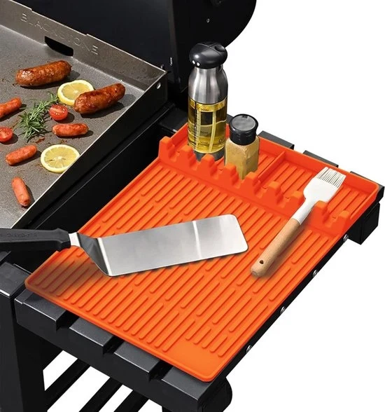 Matte antiaderente per griglia | Mat per griglia esterno | Mat per utensili e gocce | Mat per spatola laterale | Accessori per griglia | Mat per utensili da cucina | Mat riciclabile | Adatto per contenitore di utensili da griglia | 40,64x29,21x2,2cm