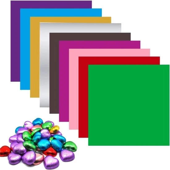 Confezioni di cioccolato e dolciume - 900 pezzi - 8x8 cm - 9 colori - foglio di alluminio