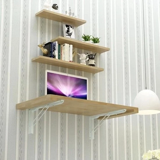 Tavolo da pranzo in legno massello con chiusura a cerniera per stanza da bagno, ufficio, camera da letto, dimensioni 40 x 60 cm
