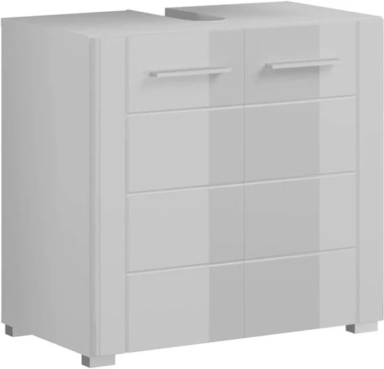Wastafel con cassetta - Bianco lucido - 60 cm - Materiale in legno