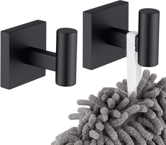Wandhaken in acciaio inossidabile - set da 2 - nero lucido - acciaio di alta qualità