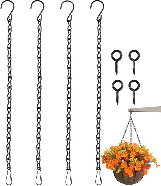Ophangkettinge in Metallo per Porte - Set da 4 - Nero - di Alta Qualità Ferro
