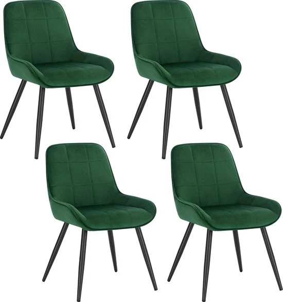 Set di 4 Sedie da Pranzo in Velluto - Sedie da Pranzo, Sedia, Divano - 52x51x81.5 cm - Verde Scuro
