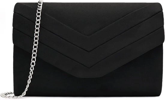 Borsa in Suede Elegante per Donna - Ideale per le Serate - 1 pezzo - Nero - Suede
