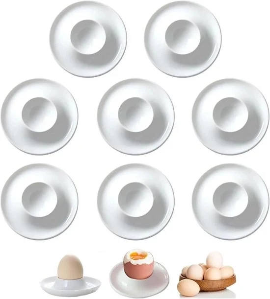 Set di contenitori per uova in plastica - 8 pezzi - Bianco