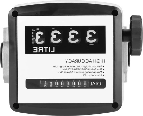 Contatore di Flusso Meccanico a 4 Digitale a Manovella per Benzina con Giro Manuale in Litri - Contatore di Flusso in Alluminio per Pompe di Trasferimento di Benzina Modello: 1 pollice Codice del prodotto: Specifiche tecniche: 4 digitale