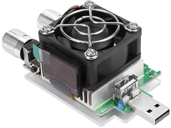 Testatore di capacità batteria con display LCD, 35W, simulatore di carico USB, tester di tensione, corrente e capacità.
