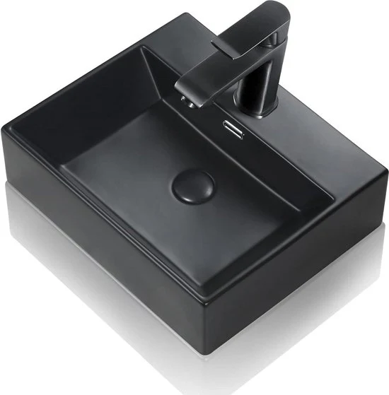 Wastafello a muro con rubinetto e vasca d'acqua 505x42x14 cm - lavabo quadrato - lavabo da bagno a muro con foro di scarico e vasca d'acqua - lavabo per bagno con rubinetto e vasca d'acqua