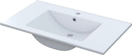 Wastafello in ceramica bianca a forma rettangolare - Dimensioni 815 cm di larghezza x 18 cm di altezza x 46 cm di profondità