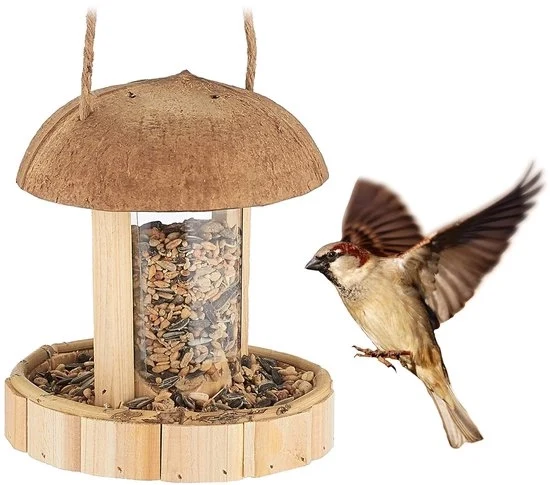 Decorazione Vogelvoeder in Legno e Coco - 17 x 14,5 cm