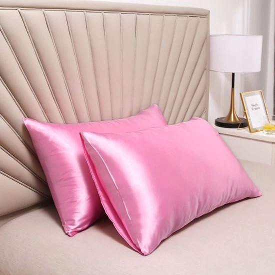 Cuscino a doppia faccia in seta - cuscino morbido e soffice - chiusura a sacchetto - protetto contro i parassiti e allergie - protegge capelli e pelle dalle rughe - 51x76cm - Rosa