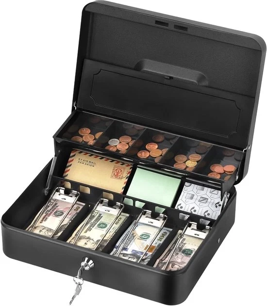 Cassa di sicurezza con serratura - pratica e duratura - 1 pezzo - nero - acciaio