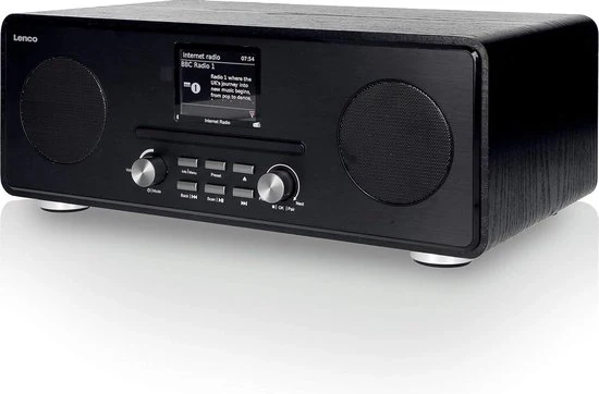 Radio DAB+ con Bluetooth e Wi-Fi - Nero, schermo da 28 pollici con illuminazione, ingresso AUX, orologio, controllo tramite app Undok