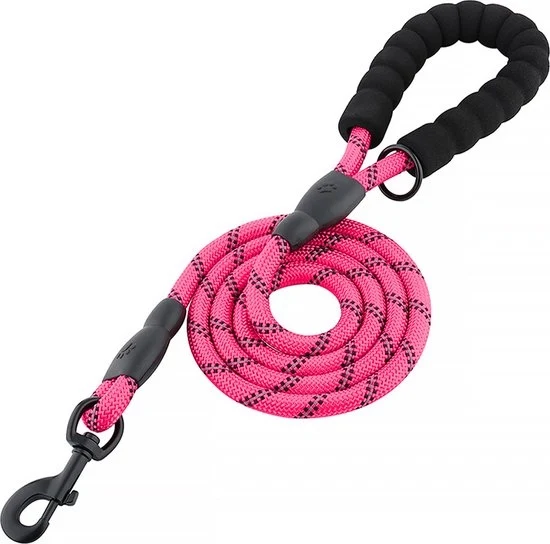 Cinturone per Cani, Cinturone di Addestramento per Cani, Rivestito, Manico morbido, Corda per Cuccioli e Cani Piccoli e Medi, 1,5 Metro - Rosa - 150cm*1.2cm
