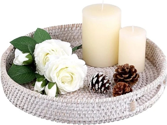 Scatola per oggetti di 30 cm - Display Decorativo per Tavolo con Maniglia - Organizzatore da Scrivania per Servizi, Trucco, Vanity, Gioielli, Candelabri e Ornamenti - Vernice Bianca