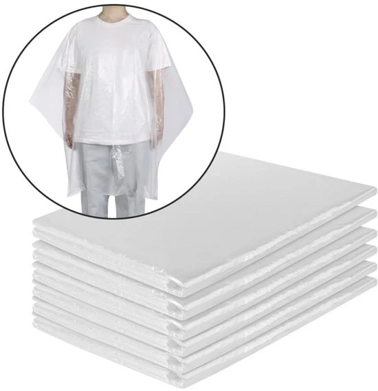 Set di mantelli per capelli da taglio in plastica impermeabile per adulti e bambini 50 pz 130 x 110 cm