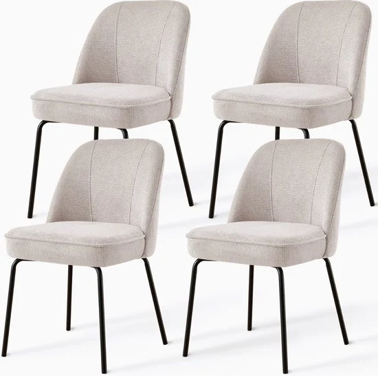 Set di 2 di 4 Sedie da Cucina | Mix di Cotone-Lino | Soffice Spugna con Fili | Sedie per Cucina, Salotto, Ufficio e Area di Ricevimento