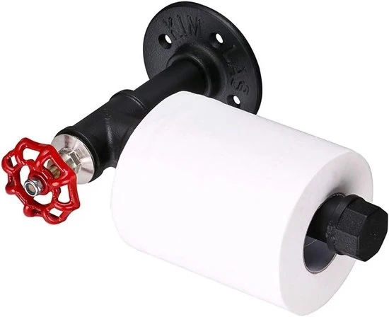 Supporto per Rotoli di Carta igienica Industriale - Montaggio a Parete - Maniglia Rossa