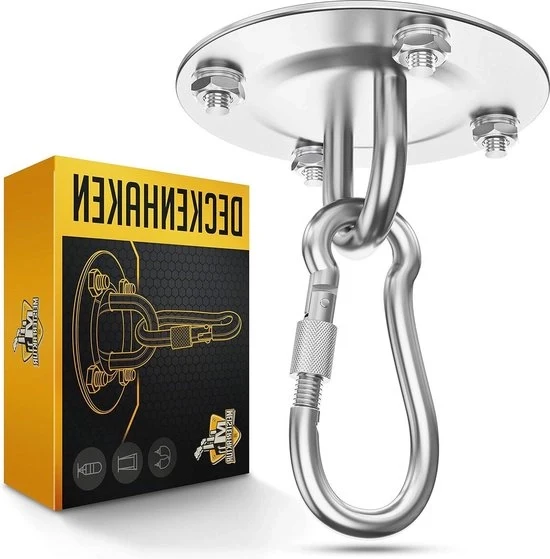 Haken per soffitto per sacchi di boxe - 400kg di capacità di carico - supporto per sacchi di boxe senza rischio - fissaggio ideale per soffitto - manuale incluso Haken per soffitto