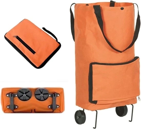 Carrello per spesa pieghevole - Borsa per spesa con ruote - Arancione