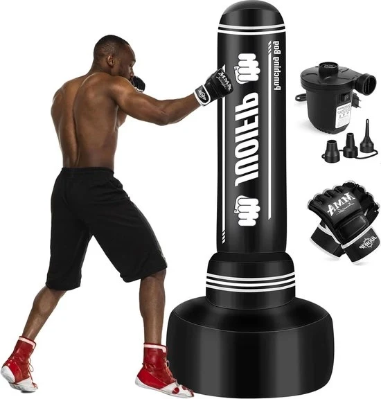 Borsa da pugilato in piedi per adulti 180 cm - guantoni da pugilato pesanti - pompa di aria elettrica - donne e uomini - pugilato - allenamento - MMA - Muay Thai - fitness - principianti