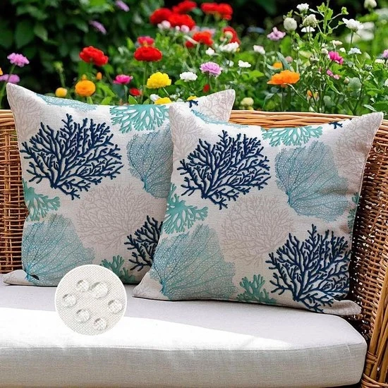 Cuscino protetto da pioggia - Blu - Set da 2 - 50 x 50 cm
