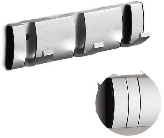 Capocassa adesiva alla pare, porta oscillante, capocassa con grucce estensibili, grucce in alluminio spazieripiene, gruccia per ingresso, bagno, cappello, asciugamano - argento-3 grucce
