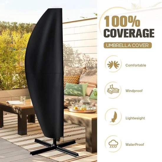 Copriparasole per esterno - copriparasole acqua impermeabile in 210 D Oxford - copriparasole parasole a vento 265 x 40 x 70 cm