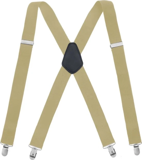 Cintura per uomo, Cinturone elastico regolabile, Cinturone a X per uomo, Moda adulto 4 clip cinturone - beige