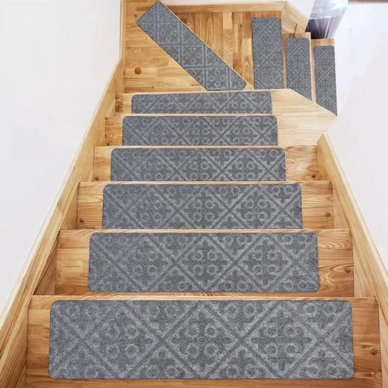 Tappeti antiscivolo per scale in legno - 4 pacchi - tappeti per scale - adesivi - 8x30 pollici riciclabili - tappeti antiscivolo per scale - tappeti con texture a spazzola - tappeti di sicurezza - facile da installare - per scale in legno interne