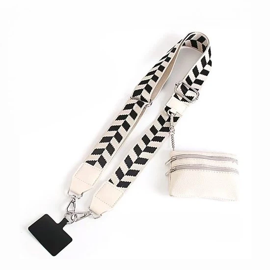 Cinturino per telefono con tasca di chiusura - Cinturino crossbody regolabile in stile per telefono con borsa in pelle per tutti i telefoni - 003