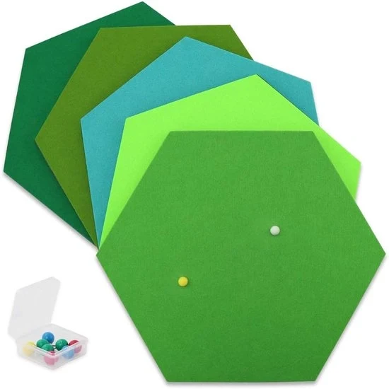 Pannello Decorativo a Tessere a Forma di Esagono - Serie Verde - 5 Pezzi - 26 x 30 cm