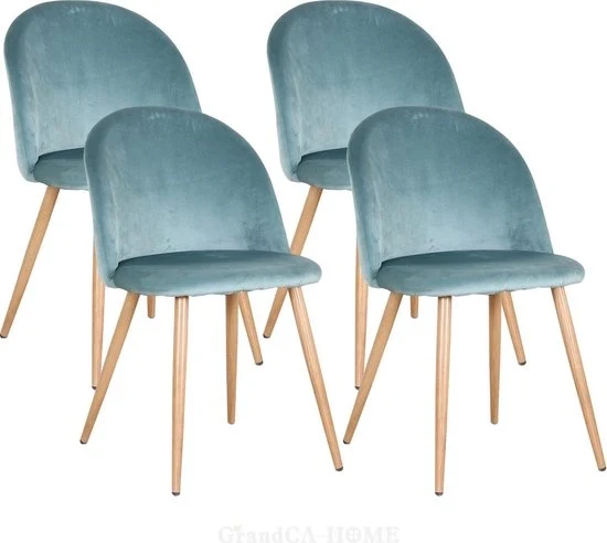 Set di 4 poltrone da pranzo in velluto - Stile, ergonomico e comodo - Blu