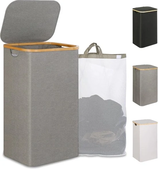 Wascio 110 litri XL-extra grande vasca lavatrice con coperchio e maniglia - vasche lavatrici grandi per abiti sporchi e giocattoli - grigio