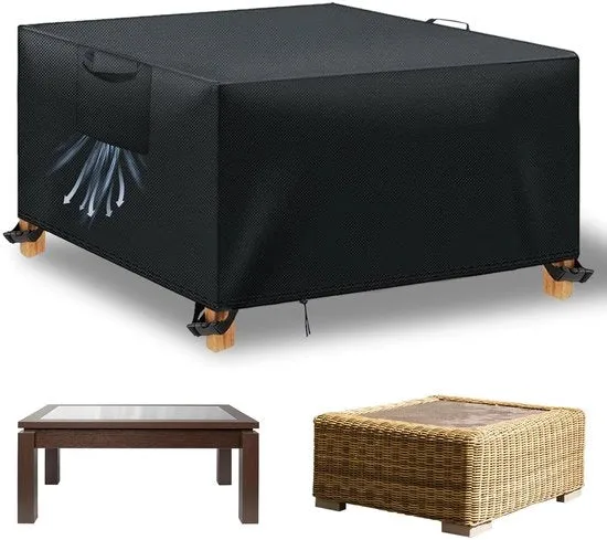 Copricuscino per tavolo da giardino - impermeabile - 200 x 200 x 90 cm - nero - tessuto Oxford