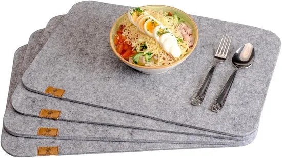 Tappeti di protezione per tavolo - versatile - 4 pezzi - grigio chiaro - velluto