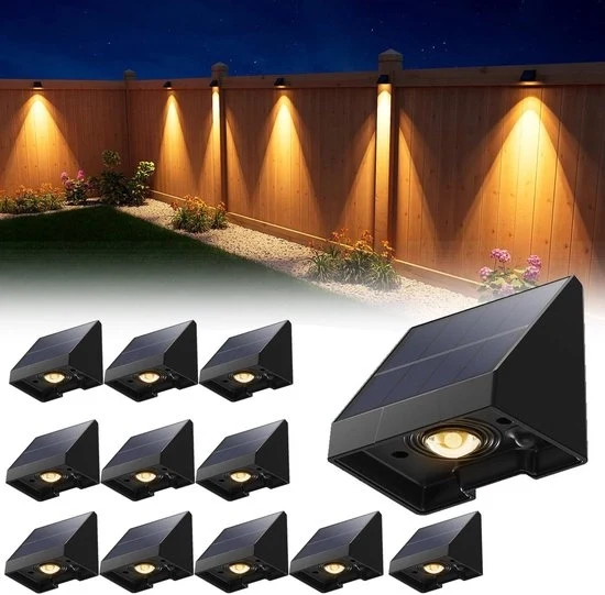 12 Pacchi di Lampade Solari Decorative per Recinzione – Illuminazione Esterna a Led Idroresistente a Energie Solare con Luce Bianca Calda – per Muro, Terrazza, Giardino, Cancello, Garage, Piscina – Installazione Facile - 6,6x5,8x5,1cm