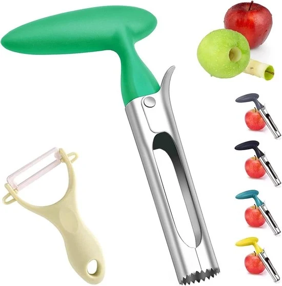 Apparecchio per sbucciare mele - Acciaio inossidabile - Maniglia ergonomico - Verde