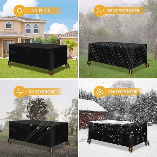 Cassetti per mobili da giardino impermeabili - Protezione dagli agenti atmosferici - Nero - 420D Oxford - 200 x 160 x 70 cm