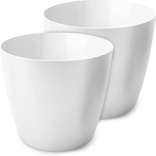Set di vasi per piante decorativi bianchi - insieme di 2 vasi per piante e vasi per erbe - diametro 25 cm Vaso per piante